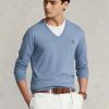Pulovere pentru bărbați, albastru, din bumbac texturat, Ralph Lauren, slim fit Pulovere pentru bărbați, albastru, din bumbac texturat, Ralph Lauren, slim fit