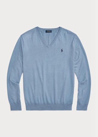 Pulovere pentru bărbați, albastru, din bumbac texturat, Ralph Lauren, slim fit Pulovere pentru bărbați, albastru, din bumbac texturat, Ralph Lauren, slim fit