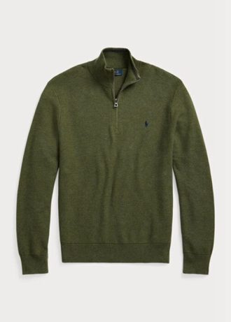 Pulovere pentru bărbați, din bumbac, din tricot plasă, cu fermoar sfert, Ralph Lauren Pulovere pentru bărbați, din bumbac, din tricot plasă, cu fermoar sfert, Ralph Lauren