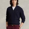 Pulovere pentru bărbați, din bumbac, din tricot plasă Ralph Lauren, cu fermoar sfert Pulovere pentru bărbați, din bumbac, din tricot plasă Ralph Lauren, cu fermoar sfert