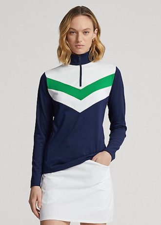 Pulovere pentru femei Ralph Lauren, cu dungi chevron, cu fermoar sfert