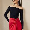 Pulovere Ralph Lauren din mătase de dud pentru femei, cu umăr dezactivat