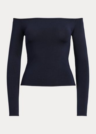 Pulovere Ralph Lauren din mătase de dud pentru femei, cu umăr dezactivat