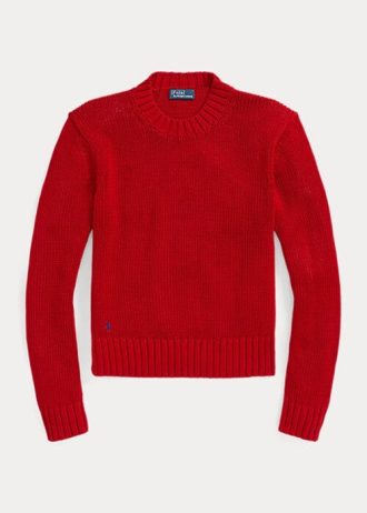Pulovere roșii din bumbac Ralph Lauren pentru damă
