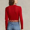 Pulovere roșii din bumbac Ralph Lauren pentru damă