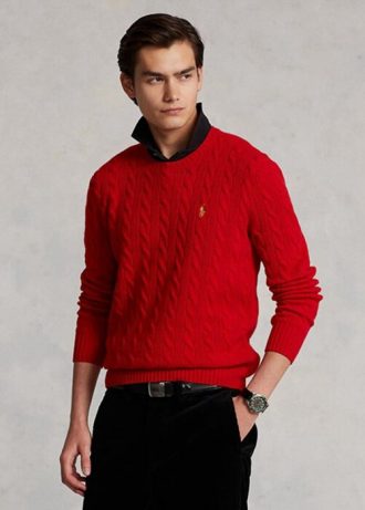 Pulovere roșii pentru bărbați Ralph Lauren Lunar Anul Nou din lână și cașmir