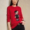 Pulovere roșii Ralph Lauren pentru femei de Anul Nou Bear Pulovere roșii Ralph Lauren pentru femei de Anul Nou Bear