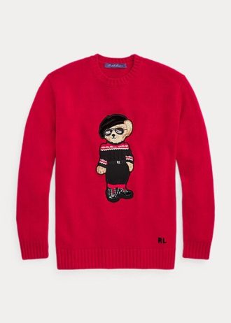 Pulovere roșii Ralph Lauren pentru femei de Anul Nou Bear Pulovere roșii Ralph Lauren pentru femei de Anul Nou Bear