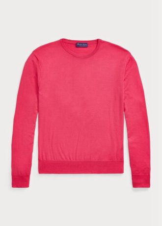 Pulovere roz pentru bărbați Ralph Lauren, din bumbac, cu decolteu rotund Pulovere roz pentru bărbați Ralph Lauren, din bumbac, cu decolteu rotund