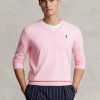 Pulovere roz pentru bărbați Ralph Lauren, slim fit, din bumbac texturat Pulovere roz pentru bărbați Ralph Lauren, slim fit, din bumbac texturat