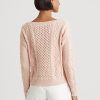 Pulovere roz pentru femei Ralph Lauren Aran-tricot din bumbac cu gât barca Pulovere roz pentru femei Ralph Lauren Aran-tricot din bumbac cu gât barca