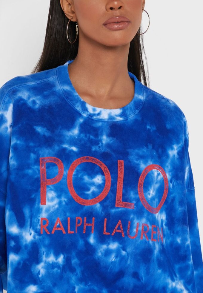 Pulovere tricotate cu gât crew Ralph Lauren pentru femei albastre Pulovere tricotate cu gât crew Ralph Lauren pentru femei albastre