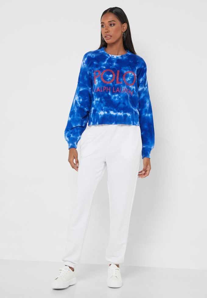 Pulovere tricotate cu gât crew Ralph Lauren pentru femei albastre Pulovere tricotate cu gât crew Ralph Lauren pentru femei albastre