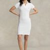 Rochie albă de damă Ralph Lauren, cu croiala skinny, din bumbac Rochie albă de damă Ralph Lauren, cu croiala skinny, din bumbac