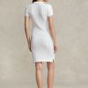 Rochie albă de damă Ralph Lauren, cu croiala skinny, din bumbac Rochie albă de damă Ralph Lauren, cu croiala skinny, din bumbac