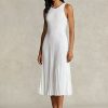 Rochie albă de damă Ralph Lauren The Spelman Collection plisată Rochie albă de damă Ralph Lauren The Spelman Collection plisată
