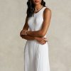 Rochie albă de damă Ralph Lauren The Spelman Collection plisată Rochie albă de damă Ralph Lauren The Spelman Collection plisată