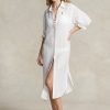 Rochie albă pentru femei Ralph Lauren bumbac-in translucidă Rochie albă pentru femei Ralph Lauren bumbac-in translucidă