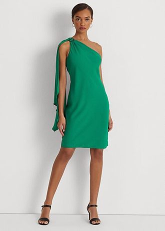 Rochie de cocktail cu un singur umăr Ralph Lauren Georgette de damă verde Rochie de cocktail cu un singur umăr Ralph Lauren Georgette de damă verde