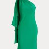 Rochie de cocktail cu un singur umăr Ralph Lauren Georgette de damă verde Rochie de cocktail cu un singur umăr Ralph Lauren Georgette de damă verde
