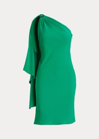 Rochie de cocktail cu un singur umăr Ralph Lauren Georgette de damă verde Rochie de cocktail cu un singur umăr Ralph Lauren Georgette de damă verde