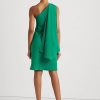 Rochie de cocktail cu un singur umăr Ralph Lauren Georgette de damă verde Rochie de cocktail cu un singur umăr Ralph Lauren Georgette de damă verde