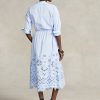 Rochie de damă albastru deschis Ralph Lauren cu broderie cu ochi Rochie de damă albastru deschis Ralph Lauren cu broderie cu ochi