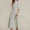Rochie de damă crem/negru Ralph Lauren cu dungi din mătase dud Rochie de damă crem/negru Ralph Lauren cu dungi din mătase dud