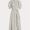 Rochie de damă crem/negru Ralph Lauren cu dungi din mătase dud Rochie de damă crem/negru Ralph Lauren cu dungi din mătase dud