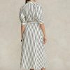 Rochie de damă crem/negru Ralph Lauren cu dungi din mătase dud Rochie de damă crem/negru Ralph Lauren cu dungi din mătase dud
