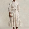 Rochie de damă Flower din bumbac, cu curea, cu etaje, Ralph Lauren Rochie de damă Flower din bumbac, cu curea, cu etaje, Ralph Lauren