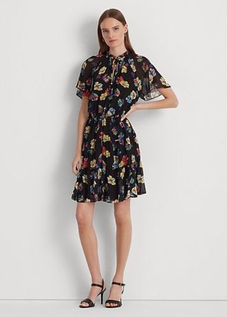 Rochie de damă multicolor Ralph Lauren Floral Crinkle Georgette Rochie de damă multicolor Ralph Lauren Floral Crinkle Georgette