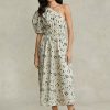 Rochie de damă Ralph Lauren, neagră/bej, din popelin cu încâlcire asimetrică florală Rochie de damă Ralph Lauren, neagră/bej, din popelin cu încâlcire asimetrică florală