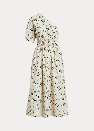 Rochie de damă Ralph Lauren, neagră/bej, din popelin cu încâlcire asimetrică florală Rochie de damă Ralph Lauren, neagră/bej, din popelin cu încâlcire asimetrică florală