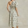 Rochie de damă Ralph Lauren, neagră/bej, din popelin cu încâlcire asimetrică florală Rochie de damă Ralph Lauren, neagră/bej, din popelin cu încâlcire asimetrică florală