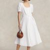 Rochie de in alb pentru femei Ralph Lauren cu broderie cu ochi Rochie de in alb pentru femei Ralph Lauren cu broderie cu ochi