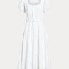 Rochie de in alb pentru femei Ralph Lauren cu broderie cu ochi Rochie de in alb pentru femei Ralph Lauren cu broderie cu ochi