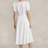 Rochie de in alb pentru femei Ralph Lauren cu broderie cu ochi Rochie de in alb pentru femei Ralph Lauren cu broderie cu ochi