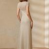 Rochie de seară cu mânecă scurtă din plasă Ralph Lauren de damă bej Rochie de seară cu mânecă scurtă din plasă Ralph Lauren de damă bej