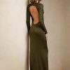Rochie de seară cu mâneci lungi din mătase Ralph Lauren pentru femei Olive Rochie de seară cu mâneci lungi din mătase Ralph Lauren pentru femei Olive