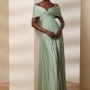 Rochie de seară din jerseu plisat Ralph Lauren Merridan de damă verde