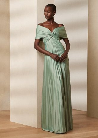 Rochie de seară din jerseu plisat Ralph Lauren Merridan de damă verde Rochie de seară din jerseu plisat Ralph Lauren Merridan de damă verde