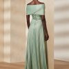 Rochie de seară din jerseu plisat Ralph Lauren Merridan de damă verde
