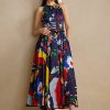 Rochie de zi din satin de bumbac cu imprimeu Ralph Lauren Renshaw, multicoloră