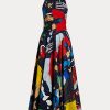 Rochie de zi din satin de bumbac cu imprimeu Ralph Lauren Renshaw, multicoloră