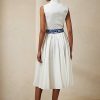 Rochie de zi fără mâneci din in pliat Ralph Lauren Roald de damă albă