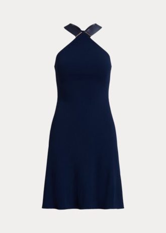 Rochie de zi pentru femei Ralph Lauren Jinett din jerseu de culoare bleumarin Rochie de zi pentru femei Ralph Lauren Jinett din jerseu de culoare bleumarin
