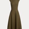 Rochie de zi pentru femei Ralph Lauren Omeria din bumbac Olive