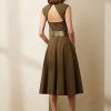 Rochie de zi pentru femei Ralph Lauren Omeria din bumbac Olive