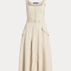 Rochie de zi Ralph Lauren Semira din Gabardina de Lână bej